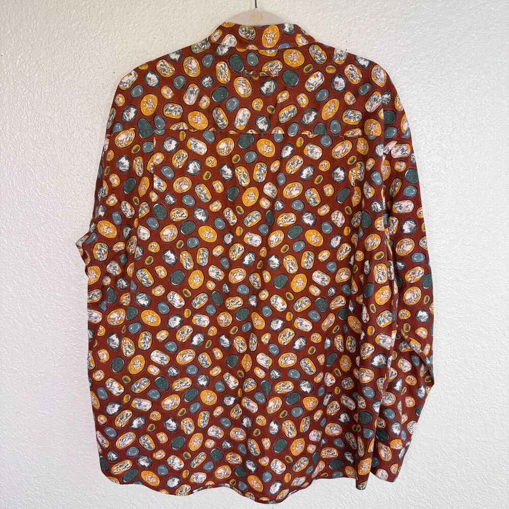 Vintage Hugo Boss Shirt Mens 17.5 Button Up Roman Art Print Camp 70s 80s Retro - Picture 7 of 10